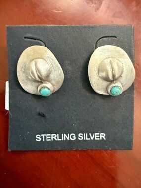 Mojave turquoise handmade 925 cowboy hat earrings
